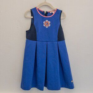 Juicy Couture Girls Royal Blue Fit & Flare Dress | Size S | Rhinestone Flower